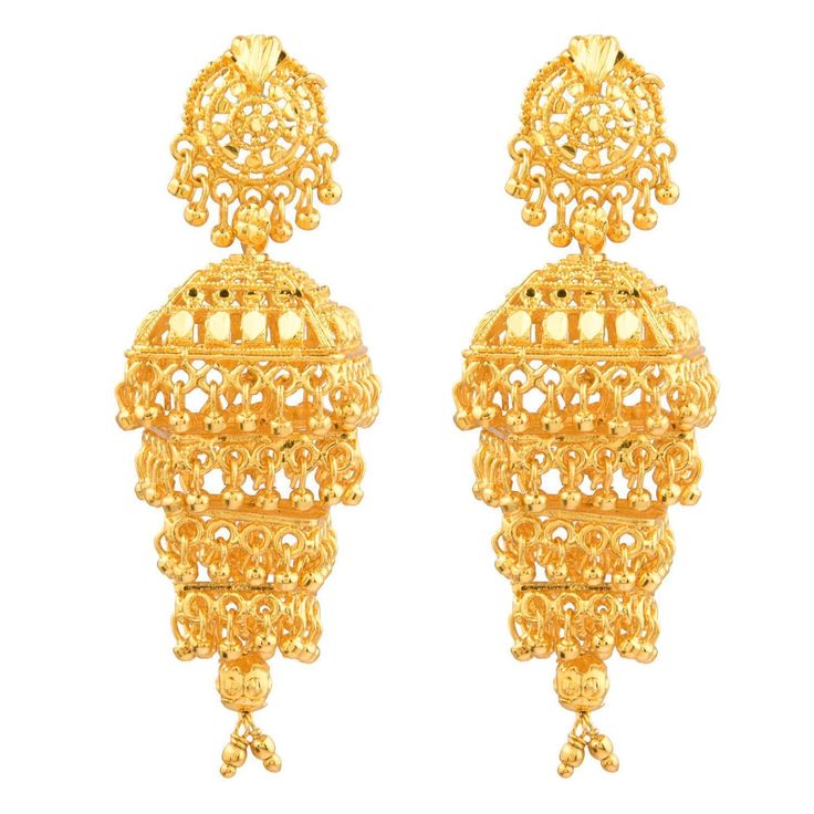 PRICES MAY VARY. Please confirm the size using model image, size dimensions, other reference images and videos. Set Content Size Dimensions: 1 Pair of Earrings, Length: 2.7 Inch (6.85cm) (Closure: Push Back closure) Metal: Alloy. This Indian gold plated earring set is designed in style to look similar to Dubai African Ethiopian Jewelry styles, giving it a traditional ethnic cum contemporary modern look. Embellished with multilayered work, this gold plated earrings for women are suitable on ethni Bollywood Yellow Gold Bridal Earrings For Diwali, Bollywood Style Yellow Gold Jhumkas For Diwali, Festive Yellow Gold Ornate Jhumkas, 22k Yellow Gold Dangle Jhumkas, Ceremonial Gold Dual-tone Jhumkas, Ethiopian Jewelry, Rings Ceremony, Wedding Costumes, Bridal Jewellery Indian