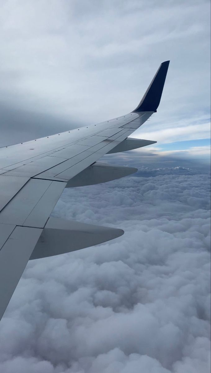 the wing of an airplane flying above the clouds