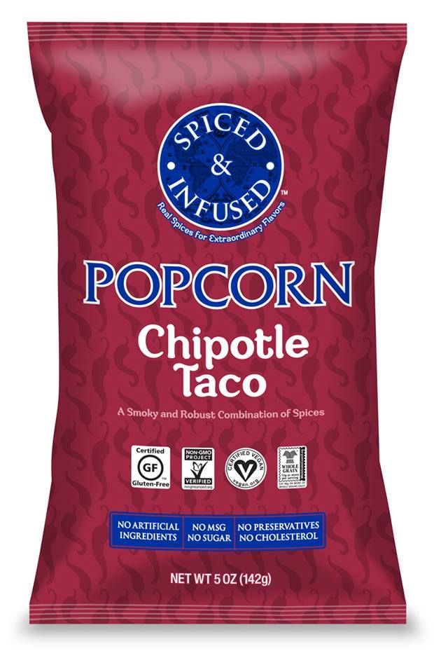 a bag of popcorn chips with the word, chipotle taco on it