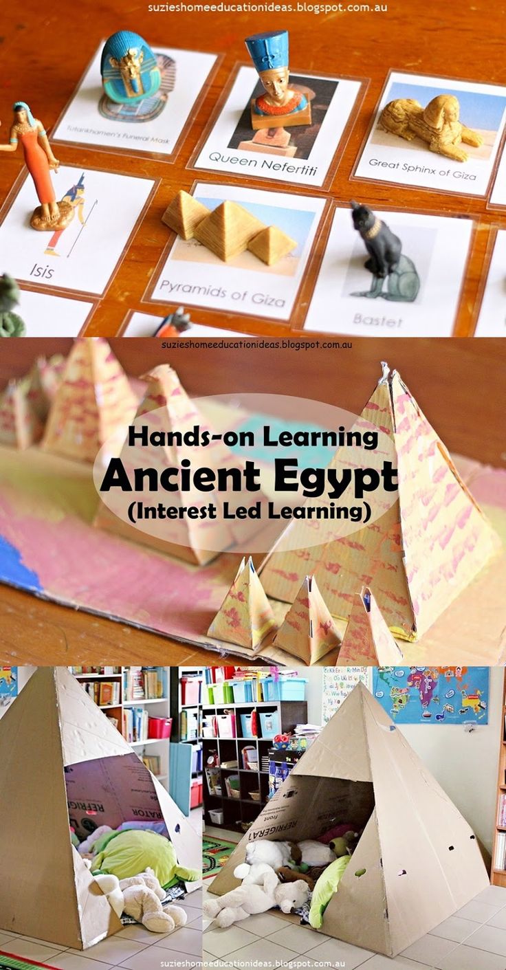 an origami pyramid with the text hands - on learning ancient egypt interest led learning