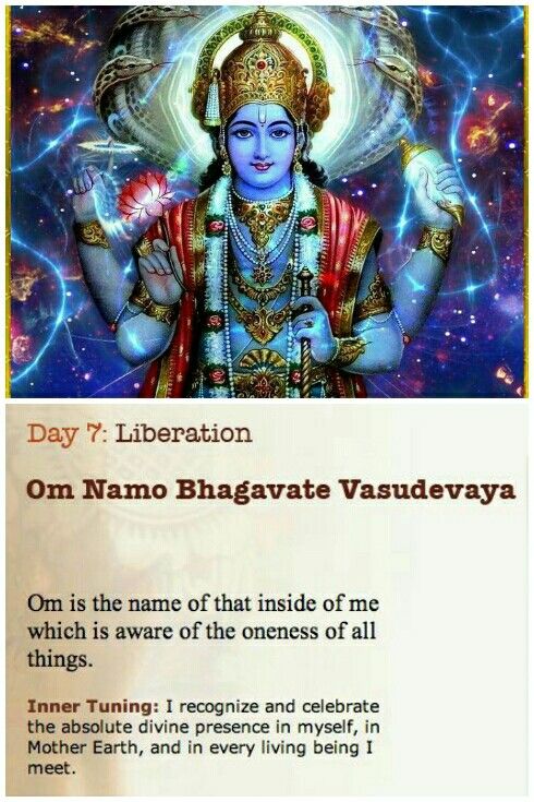 an image of the hindu god in front of a sign that says om namo bhagavate vasudevya