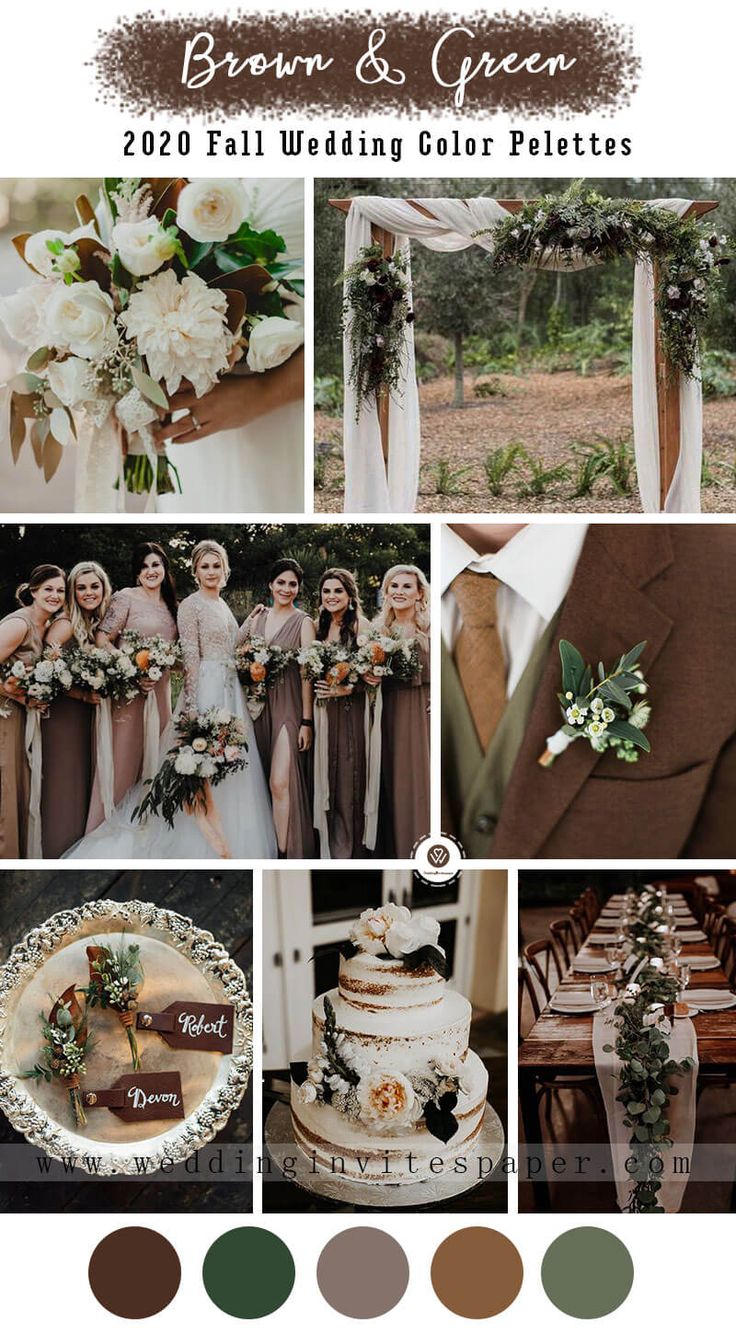 wedding color palettes for brown and green