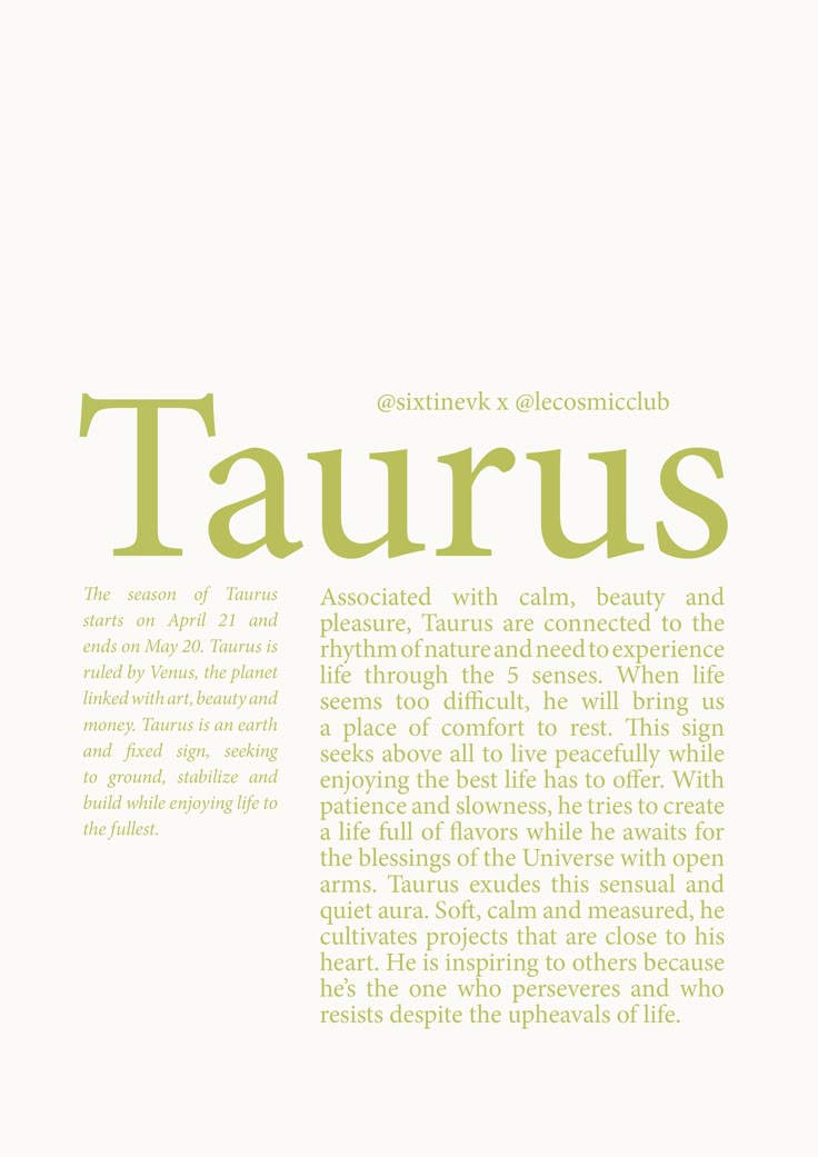 the back cover of tauruss