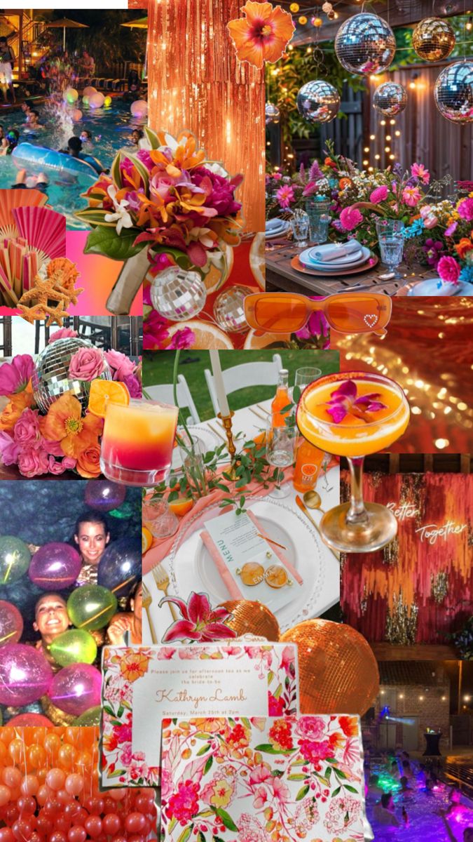 a collage of different pictures with flowers and decorations