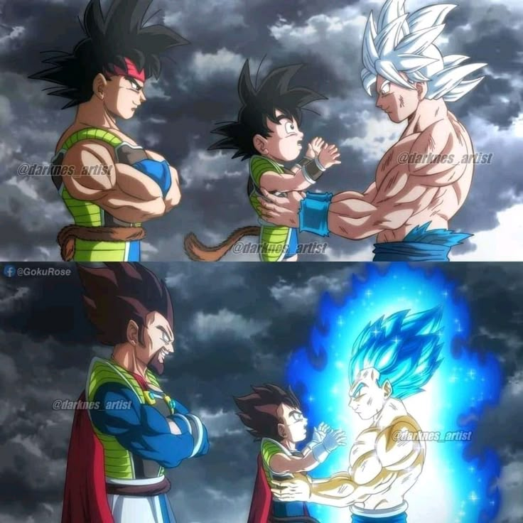 two images of the same character in dragon ball zoro and gohan, one with his