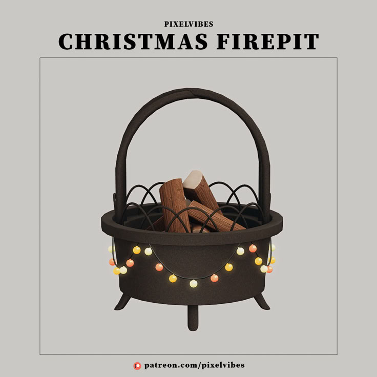 a christmas fire pit with lights on the side and an advertise for it