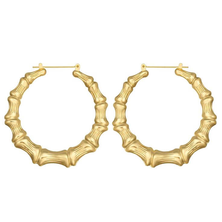 PRICES MAY VARY. ❤Premium Material: Gold bamboo earrings are made of 18K gold plated stainless steel. High-quality material won't cause stimulation to your skin. It can last forever, keeping shiny, nickel -free and never fade and deform. ❤Suits for Most Women: We have 3 common sizes, 2.0 inches, 2.8 inches and 3.2 inches, which can be worn in daily life or a party. ❤90s Earrings: Travel through time and revisit the trendy fashion of the 90s! We present to you our collection of classic bamboo hoo Gold Hoop Earrings Png, Gold Hoops Chunky, Gold Bamboo Earrings, Hoop Earrings Aesthetic, 90s Earrings, Xoxo Jewelry, Hip Hop Accessories, Women 90s, 90s Jewelry