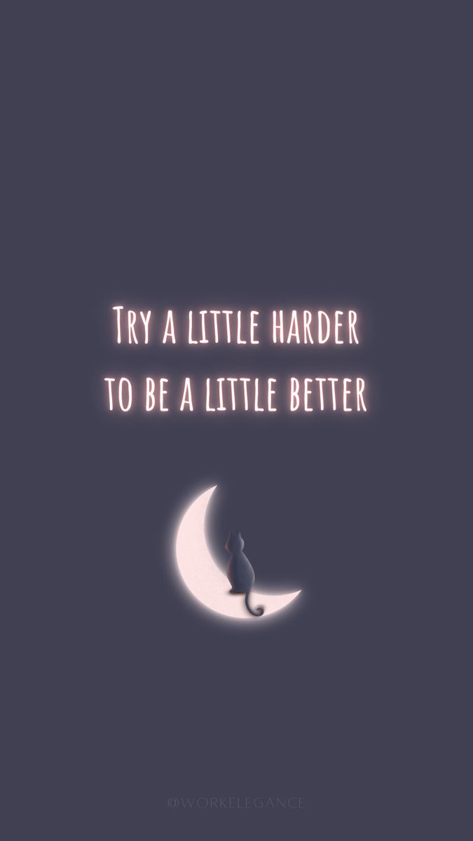 a cat sitting on top of a moon with the words try a little harder to be a little better