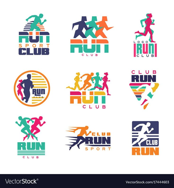 the logos for running club are colorful