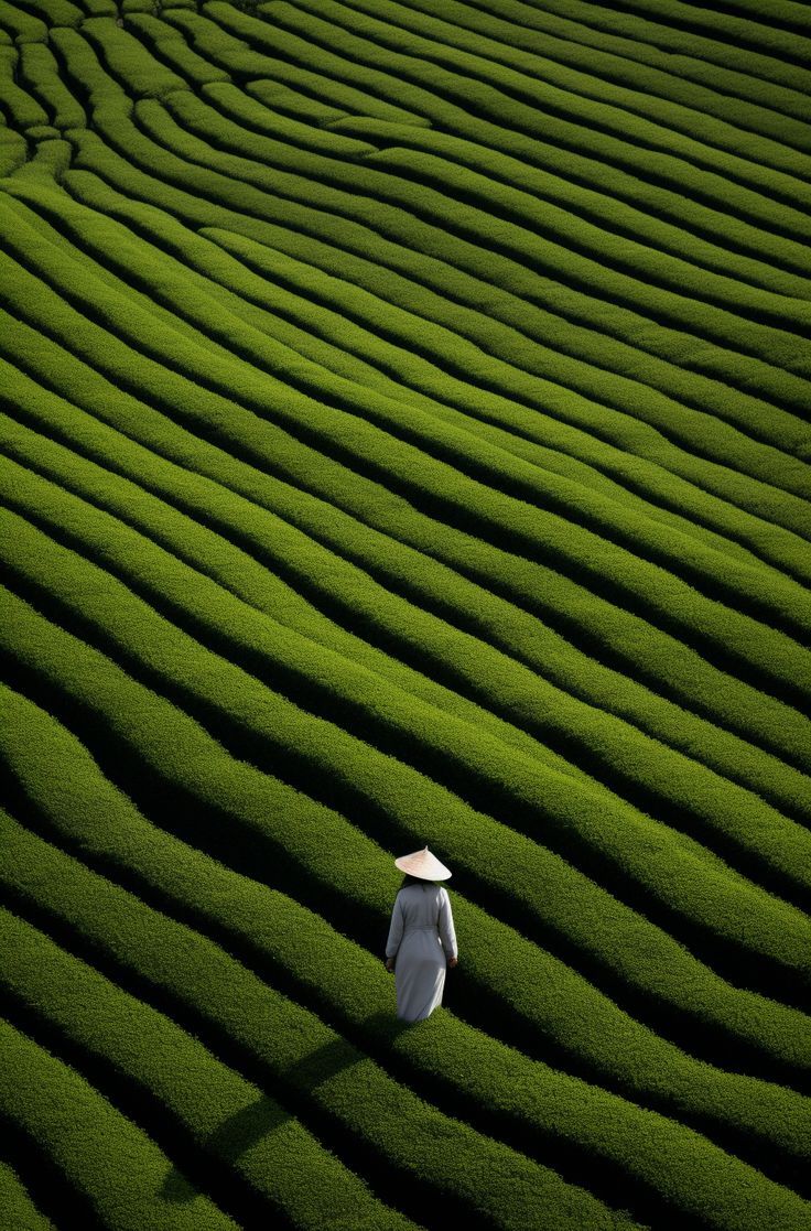 Artistic photography of tea fields, with vibrant green hues creating a natural mosaic that captivates the eye and celebrates the splendor of tea cultivation. Tea Field, Matcha Bars, Chinese Boat, Tea Diffuser, Artisan Tea, Tea Farm, Asian Tea, Farm Photography, Mood Images