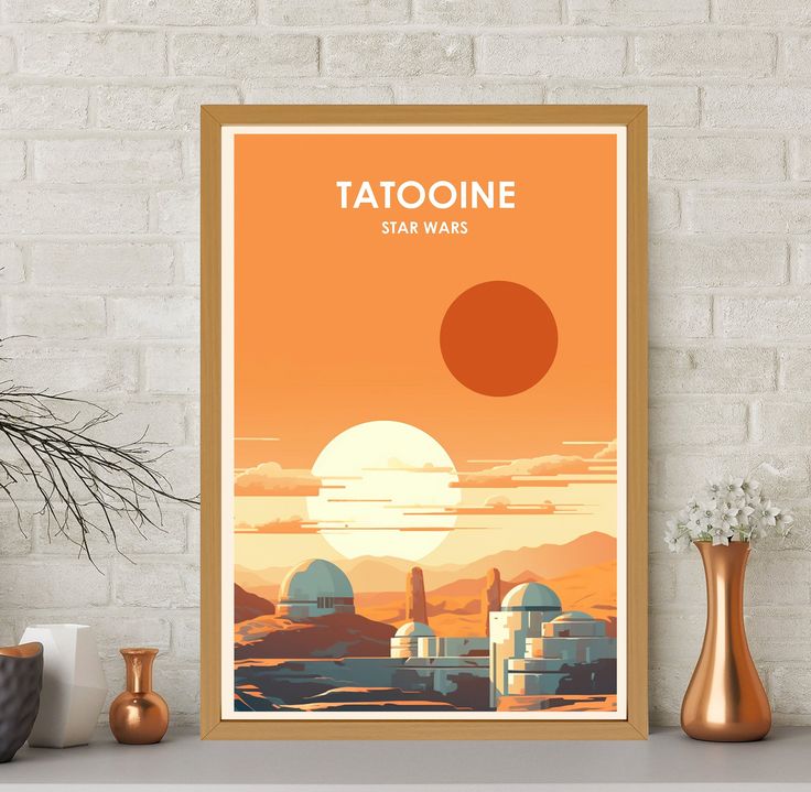 Tatooine Poster, Tatooine Print, Star Wars Poster, Midcentury Art, Vintage Poster, Retro Poster, Minimalist Art, Vintage Poster, Wall Decor Tatooine Poster, Wall Decor Birthday, Vintage Poster Wall, Poster Movie, Poster Wall Decor, Poster Minimalist, Star Wars Poster, Film Prints, Decor Birthday