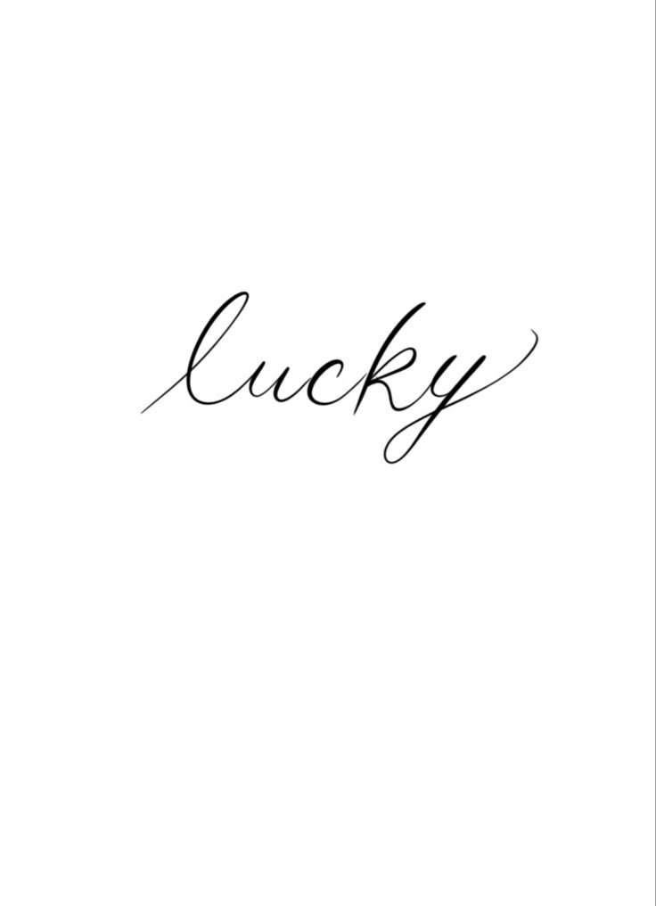 the word lucky written in cursive ink