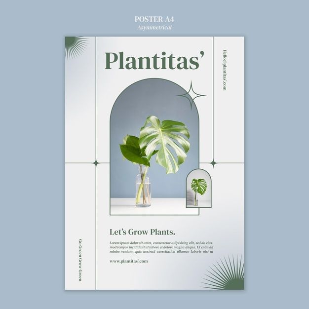 a brochure with a plant in a vase