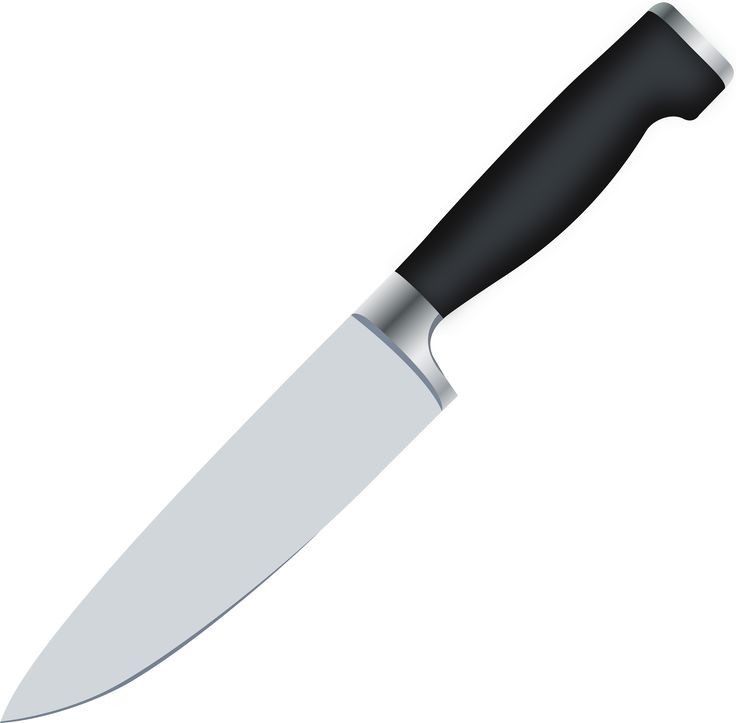 a black and silver knife on a white background