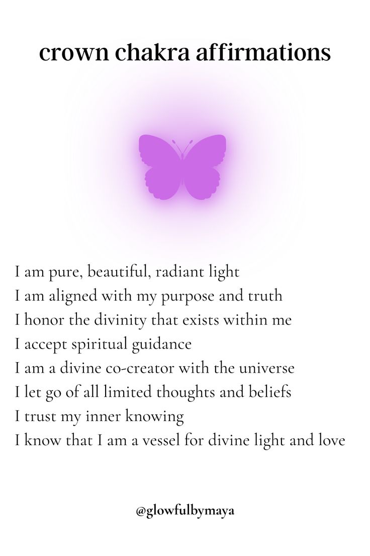 Crown Affirmations, Spiritual Growth Affirmations, Affirmations For Chakras, Chakra Affirmations Mantra, Crown Chakra Affirmation, Soul Affirmations, Chakras Affirmations, Chakra Quotes, Self Love Spirituality