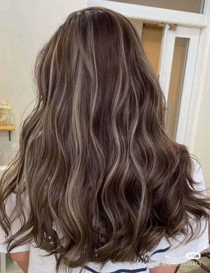 Haircolor Ideas For Dark Brown Hair, Toasted Blonde Balayage, Cute Hair Dyes For Brunettes, Layers Hair With Highlights, Dark Brown Hair With Ash Brown Lowlights, Hair Inspo Brunette Highlights, Dark Brown Hair With Milk Tea Highlights, Short Asian Hair Highlights, Bollyarge Hair