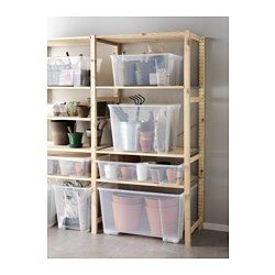 IKEA - SAMLA, Box, ,jeff's art? Ikea Samla, Ivar Regal, Garage Organization Systems, Garage Storage Shelves, Transparent Box, Ikea Storage, Ikea Family, Tiny Spaces, Ladder Bookcase