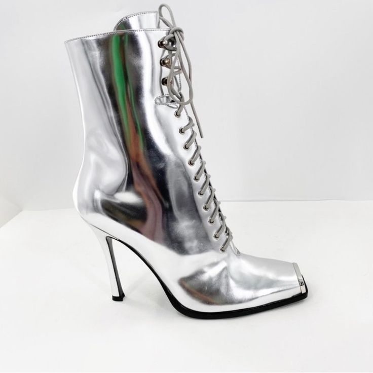 Rare Raf Calvin Klein 205w39nyc Windora Silver Lace Up Heeled Boot Sz37euro 7us Lace Up Heel Boots, Calvin Klein 205w39nyc, Calvin Klein Shoes, Silver Lace, Lace Up Heels, Limited Time, Heeled Boots, Bootie Boots, Calvin Klein