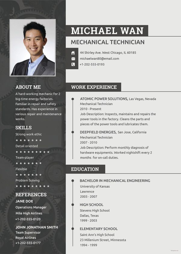 a professional resume template with an image on it