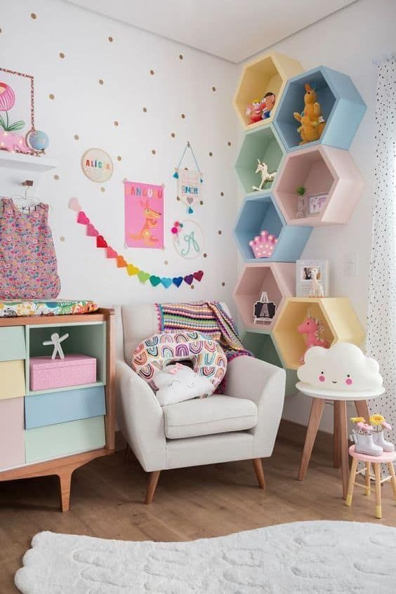 Some people prefer classic styles  whereas some others would go for more contemporary styles. Whatever your taste is  there are certain pieces of furniture that would suit your style and budget. Bookcase Hack, Kids Bedroom Storage, Small Kids Room, Hiasan Bilik Tidur, Girl Bedroom Walls, Toddler Girl Room, Rainbow Room, Billy Bookcase