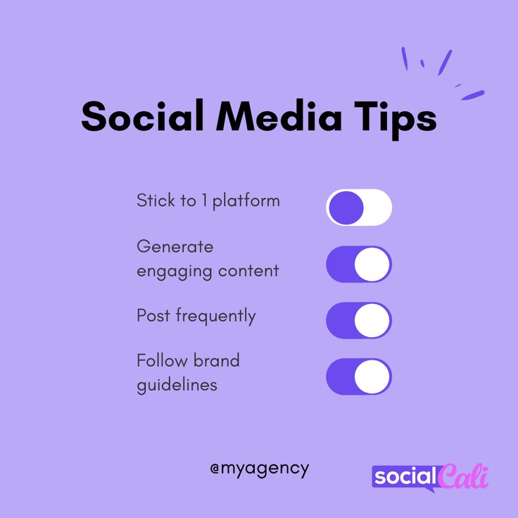 a purple background with the words social media tips