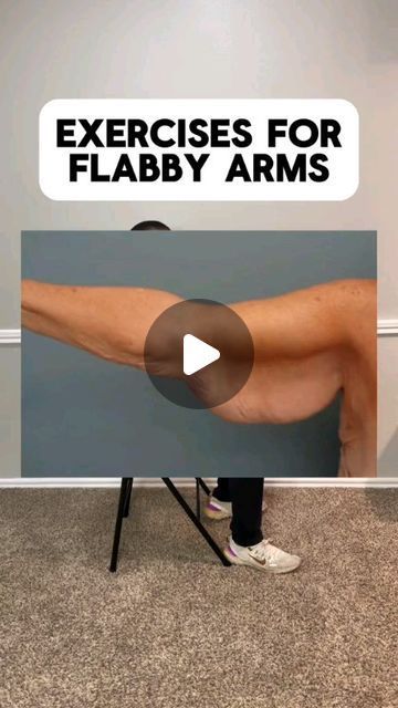 a man is standing on a chair with his leg up and the words exercises for flappy arms