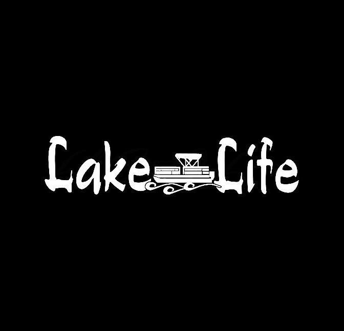 the words lake life written in white on a black background with an image of a train