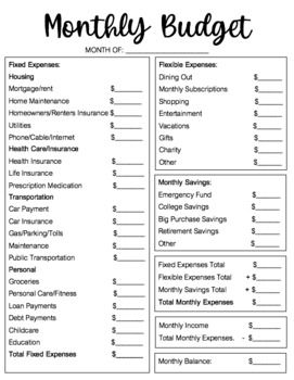 a printable budget sheet with the words, money savings and other items on it