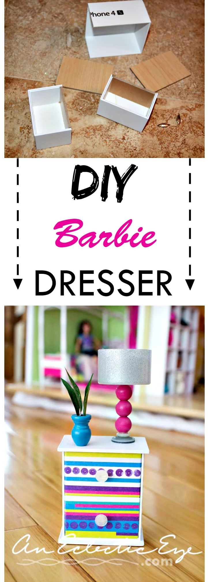 the diy barbie dresser is made out of cardboard