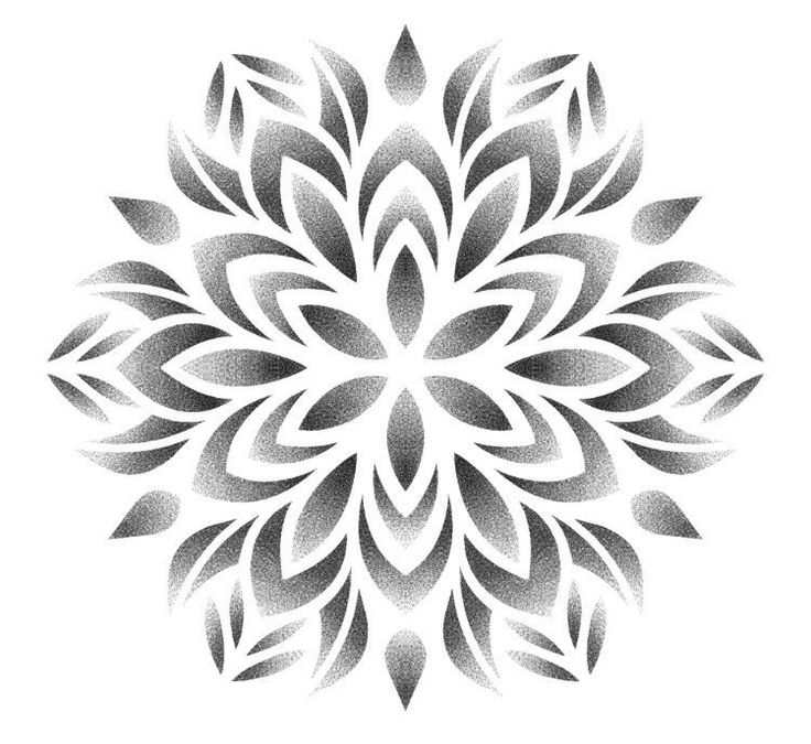 an abstract black and white flower design on a white background, suitable to be used as a tattoo