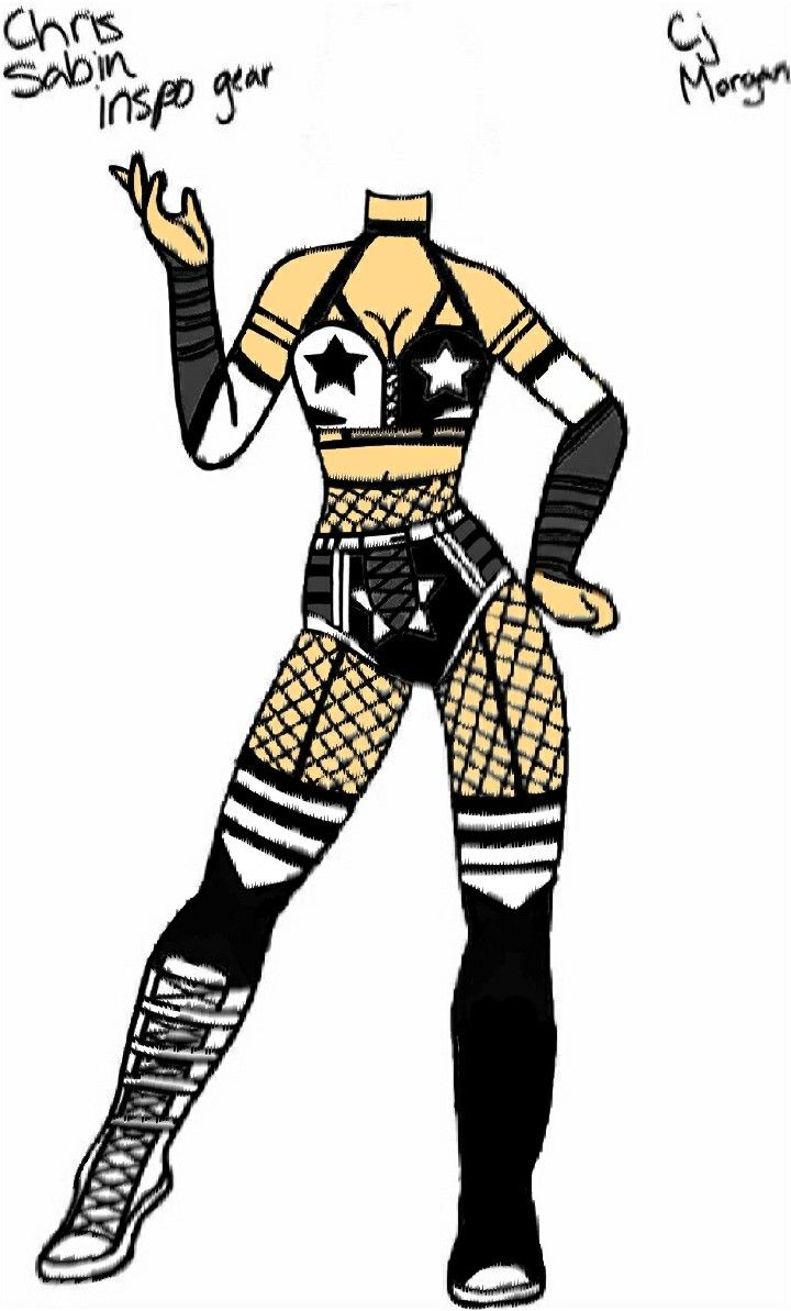 a drawing of a female wrestler in black and white with words written on the side