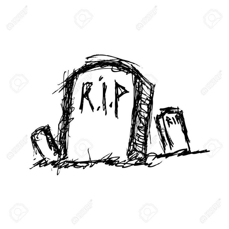 a black and white drawing of a tombstone with the word rip on it stock photo