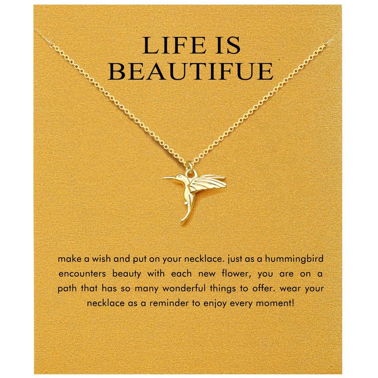 PRICES MAY VARY. HUMMINGBIRD GIFTS: A three-dimensional hummingbird shape make this hummingbird necklace reminding you to enjoy life and find life's beauty QUALITY CRAFTSMANSHIP: Made of high-quality brass and coated in a 14k real gold, this necklace is designed to last through years of wear and tear VARIOUS LOOKS: Whether worn alone or stacked with other chains, the hummingbird pendant adds instant charm and texture to any outfit for everyday casual wear MEANINGFUL GIFT: A thoughtful gift idea Gold Necklace With Butterfly Charm As Gift For Her, Yellow Gold Necklace With Butterfly Charm As Gift, Spiritual Butterfly Charm Necklace For Gift, Gold Dragonfly Necklace For Gift, Spiritual Butterfly Pendant Necklace Gift, Italian Horn Necklace, Hummingbird Gifts, Hummingbird Necklace, Hummingbird Pendant