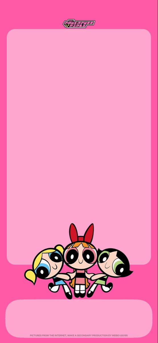 the powerpuff girls cartoon character on pink background with an empty space for text