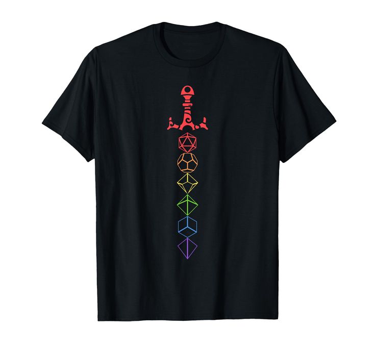 a black t - shirt with an image of the seven chakras on it