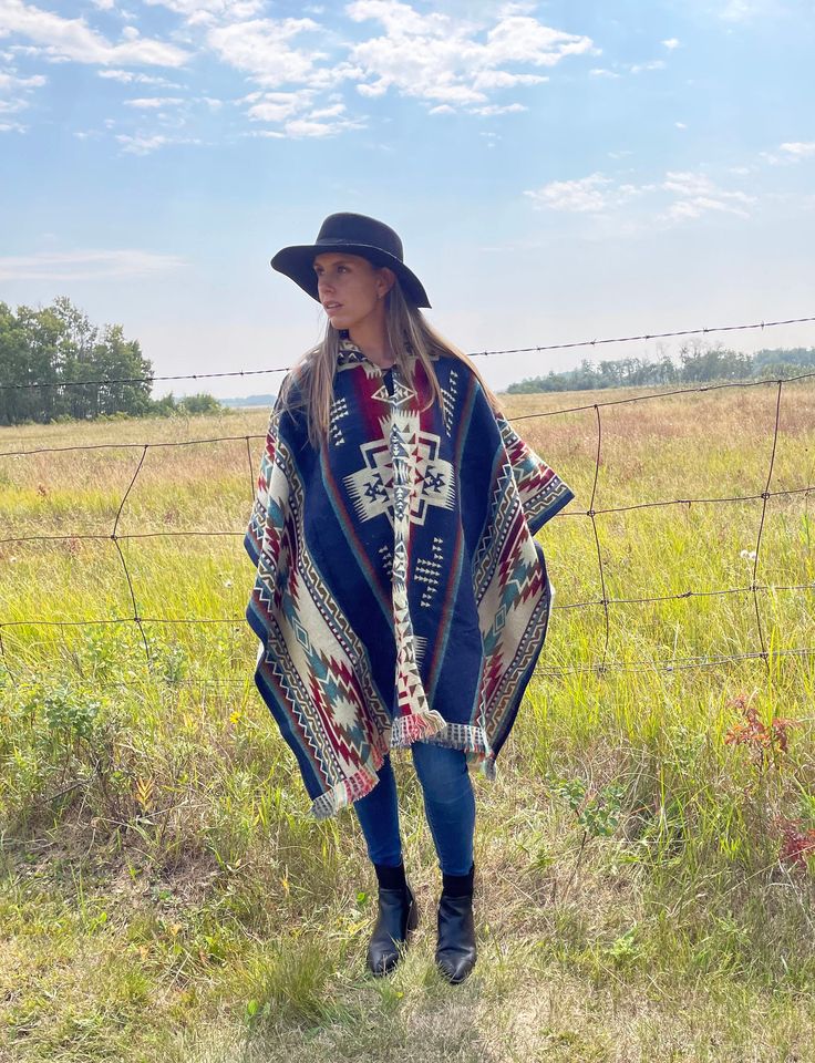 Our beautiful tribal ponchos are perfect for a casual chilly day or event such as a festival. The ponchos are a pullover style with a hood. The poncho has a tribal print. 50% alpaca 50% acrylic Dimensions:  Length: 37 in  Width: 50 in ♥ Our beautiful tribal ponchos are soft and cozy to keep you warm. As well as durable to stand up to your daily activities  OUR MISSION  ♥ At the heart of our mission lies a deep commitment to empowering local artisans in Ecuador by providing them with fair prices One Size Hippie Outerwear For Festivals, Hippie Festival Outerwear One Size, Bohemian Poncho For Outdoor, Oversized Bohemian Outerwear For Outdoor, Bohemian One Size Outerwear For Outdoors, Oversized Bohemian Poncho For Outdoor, Hippie Style Fall Poncho One Size, One Size Shawl Outerwear For Festivals, Traditional Poncho For Beach In Fall