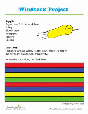 the windsock project worksheet is shown with instructions for how to use it