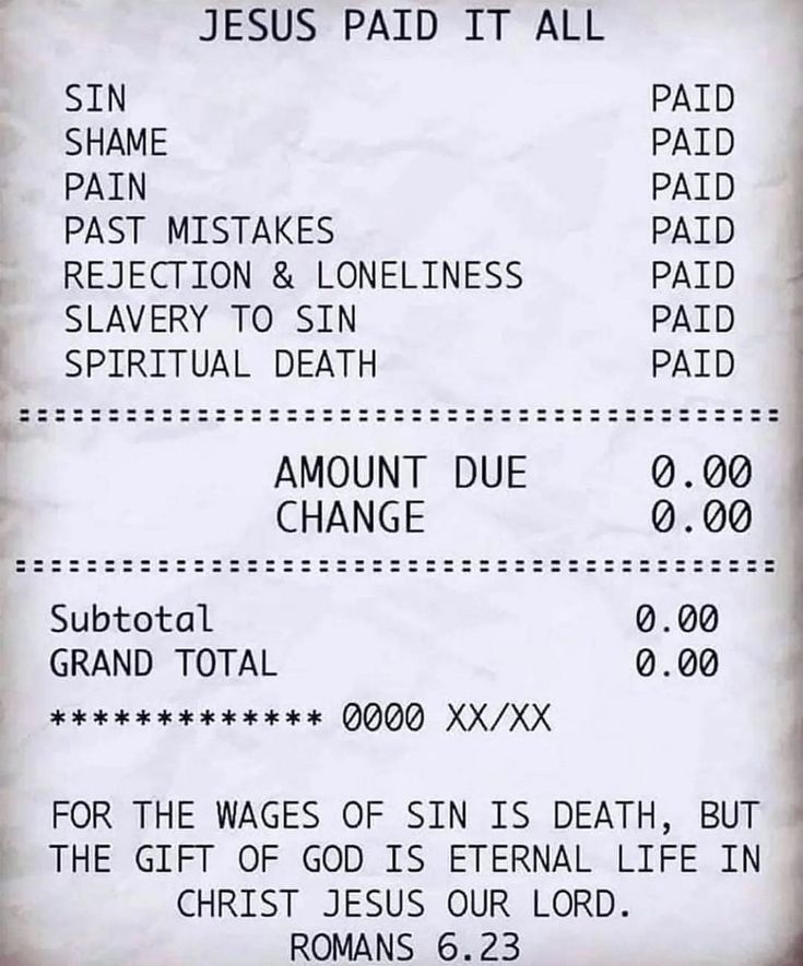 the receipt for jesus paid it all