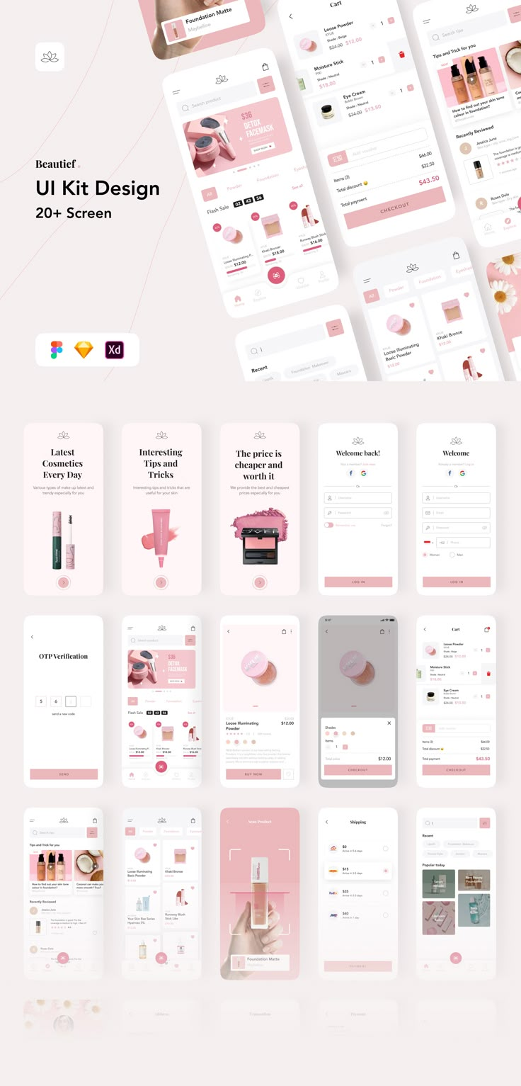 UI KIT App Design Template, Mobile App Prototype Design, Simple Mobile App Design, Beauty App Design, App Presentation Design, Simple Ui Design, Ui Mobile Design, App Design Process, การออกแบบ Ui Ux