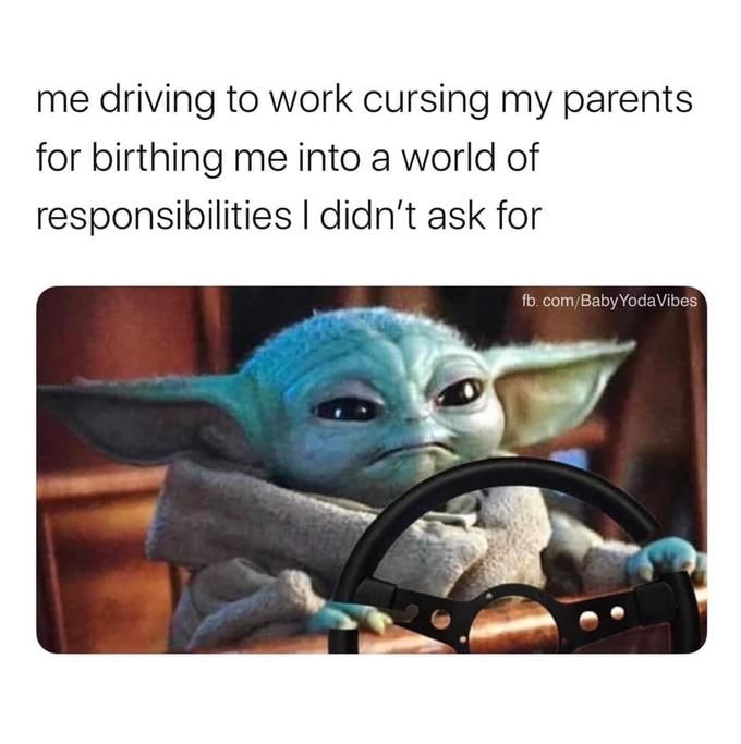 an image of baby yoda driving with the caption when someone's driving in the zoom zoom lane but they're not going zoom zoom zoom zoom zoom