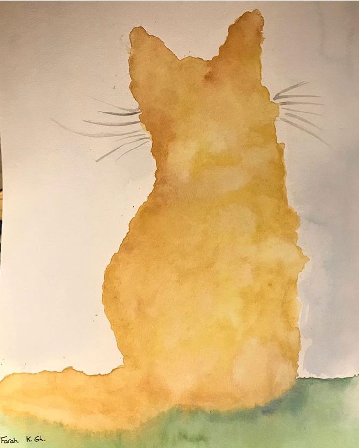 a painting of a cat sitting on the ground