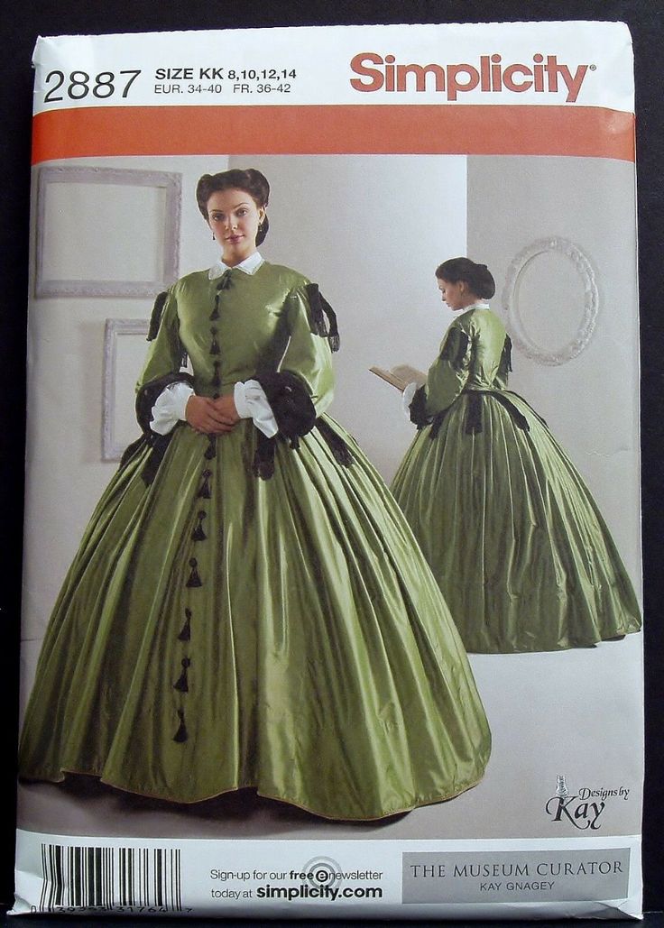 Simplicity Victorian Civil War Dress Costume Sewing Pattern 8,10,12,14 2887 OOP 39363317647 | eBay 1860s Day Dress, Belle Gown, Baby Born Kleidung, Southern Belle Dress, Museum Curator, Gothic Cosplay, Costume Sewing Patterns, Gown Pattern, Costume Patterns