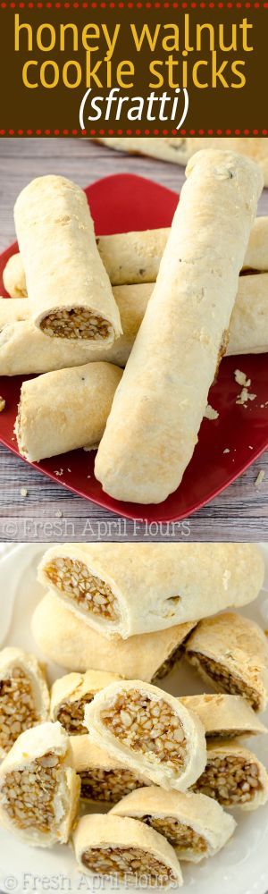 some food is sitting on a plate with the words honey walnut cookies