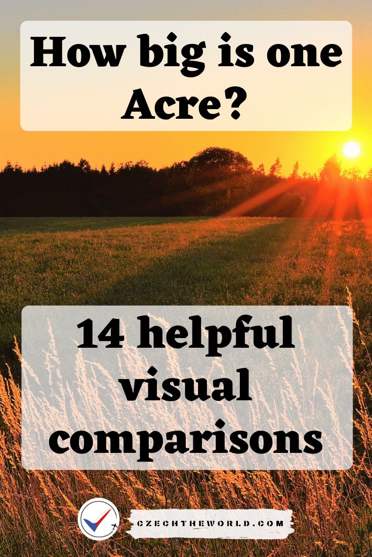 a field with the sun setting behind it and text that reads how big is one ace?