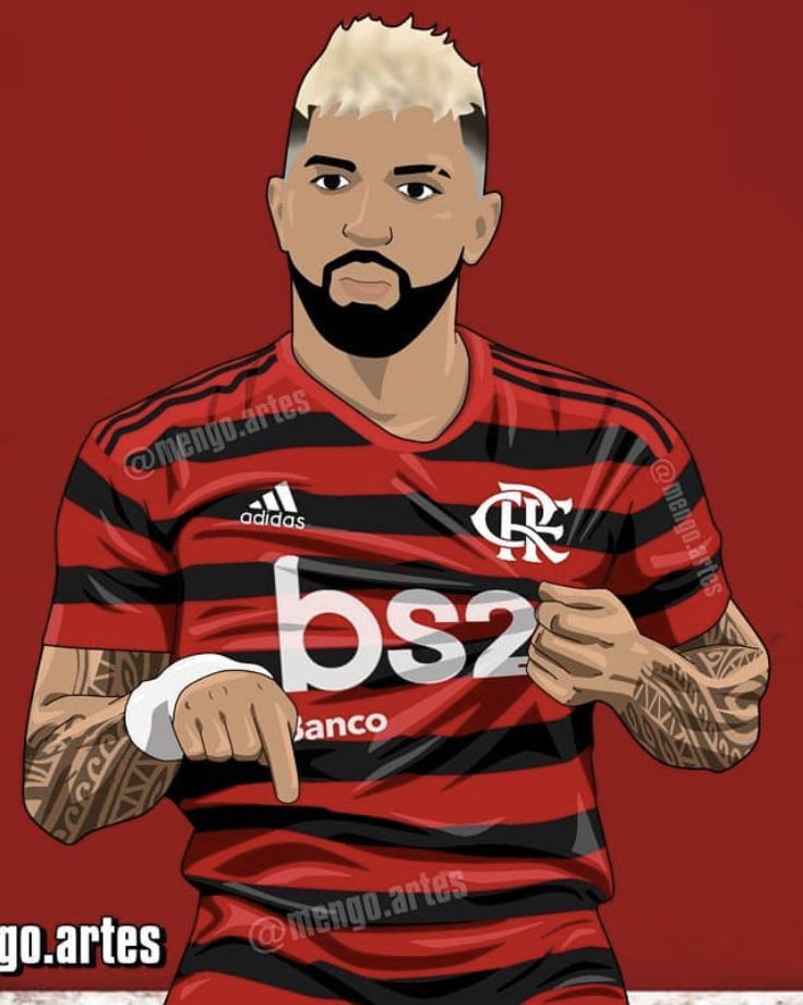 a drawing of a soccer player with tattoos on his arm