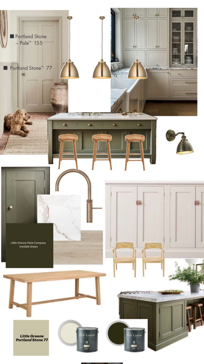 Earthy kitchen colours inspired by nature with brass details and oak furniture Griege Kitchens, Beige Kitchen Cabinets, Earthy Kitchen, Greige Kitchen, Lake House Living Room, Prospect House, Beige Cabinets, Condo Kitchen, House Color Palettes