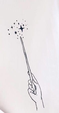 a drawing of a hand holding a sparkle wand