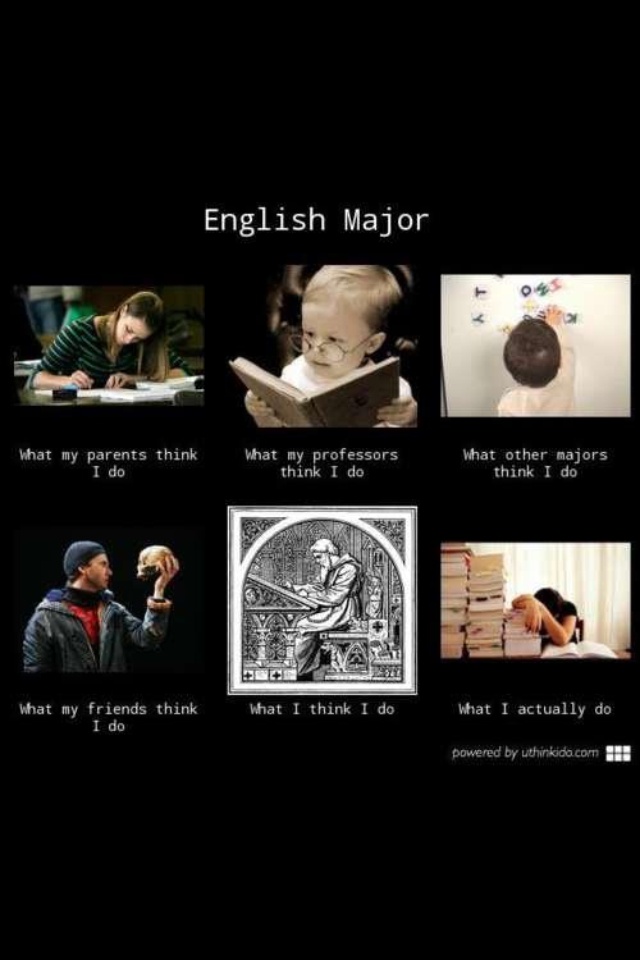 an english major is shown with pictures and words