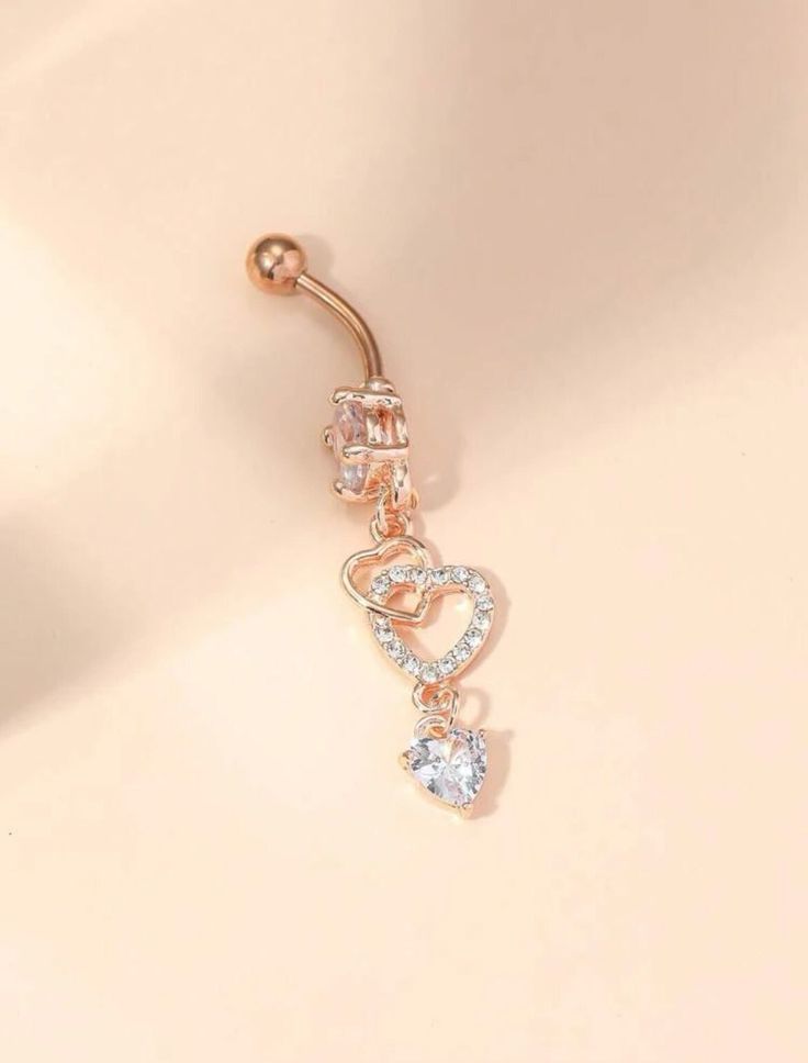 Color: Rose Gold Details: Crystal, Geometric, Heart, Hollow Out Magnetic: No Gender: Woman Material: Glass Rose D, No Gender, Geometric Heart, Belly Button Ring, Button Ring, Double Heart, Belly Rings, Ring For Women, Gold Details