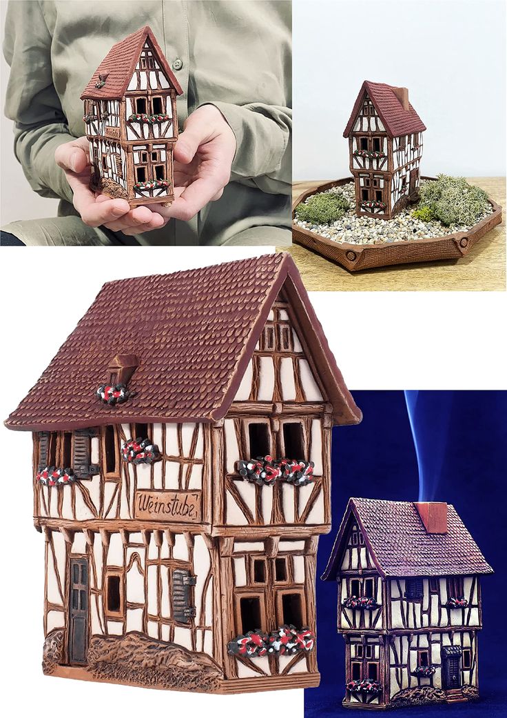 the model house is made out of wood